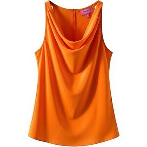 Banana Republic Trina Turk Collection Womens Orange Silk Cowl Neck Tank Top Size